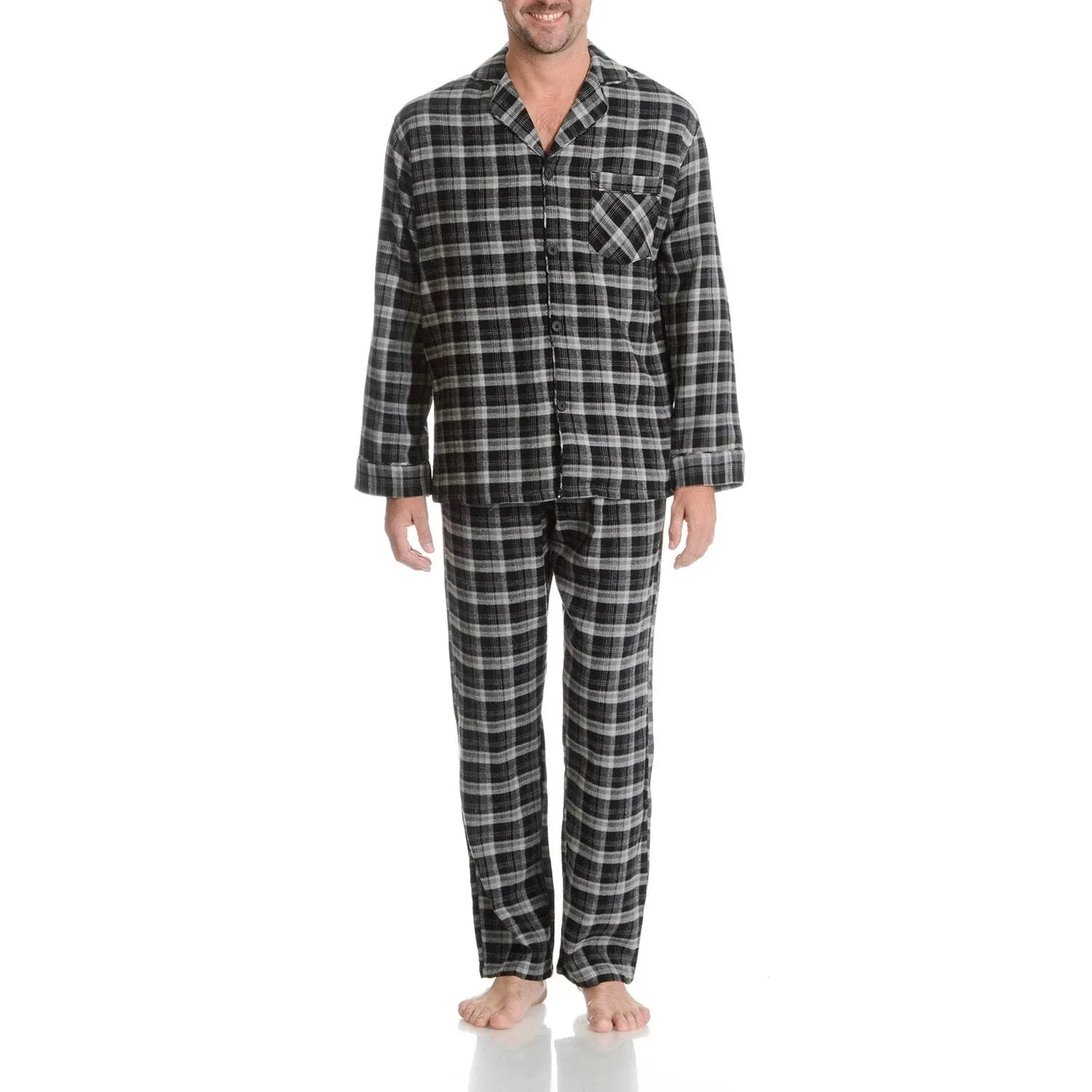 Hanes Men's Flannel Pajama Set Plaid