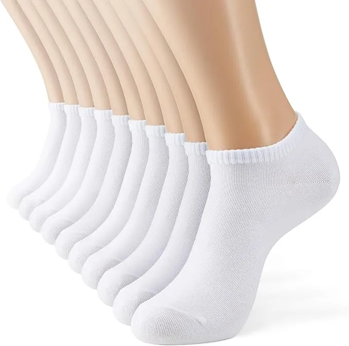 Monfoot Womens and Mens 10-Pack Cotton Low Cut Ankle Socks Multicolor Small