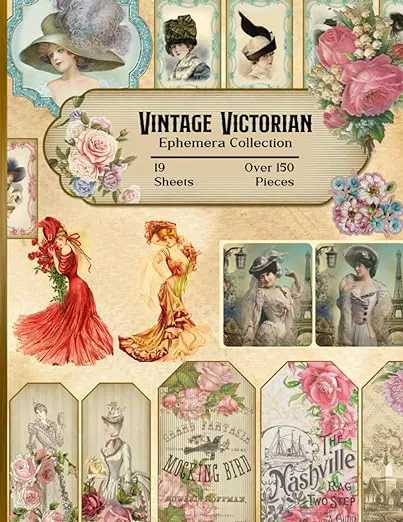 Vintage Victorian Ephemera Collection 19 Sheets and Over 150 Pieces - for DIY...