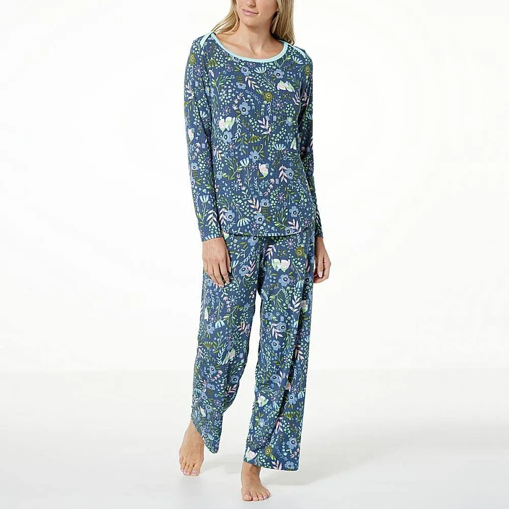 Hue Women's Long Sleeve Ultra Ribbed Pj Set, Large