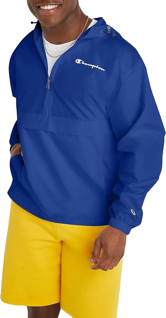 Men's Packable Half-Zip Hooded Water-Resistant Jacket