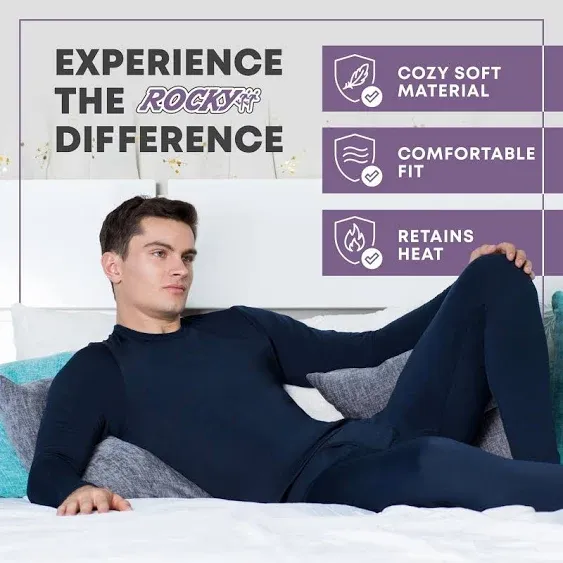 Rocky Thermal Underwear for Men (Thermal Long Johns Set) Shirt & Pants, Base ...