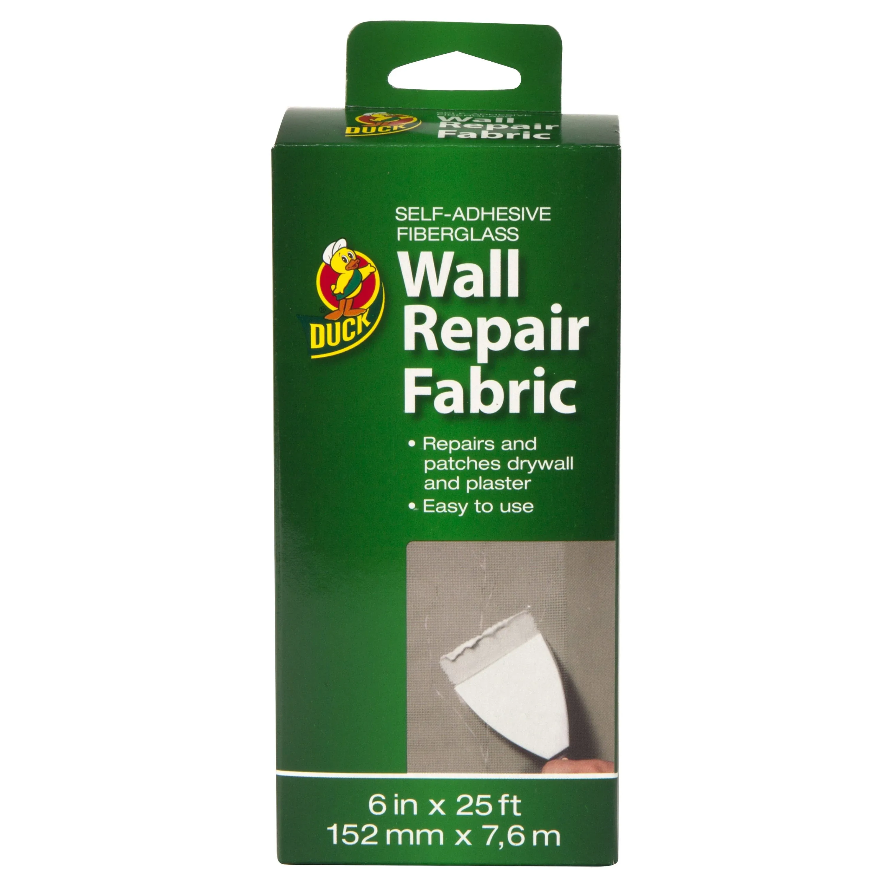 Duck White Wall Repair Fabric, Self Adhesive Fiberglass -  6 in x 25 ft - 2 pack