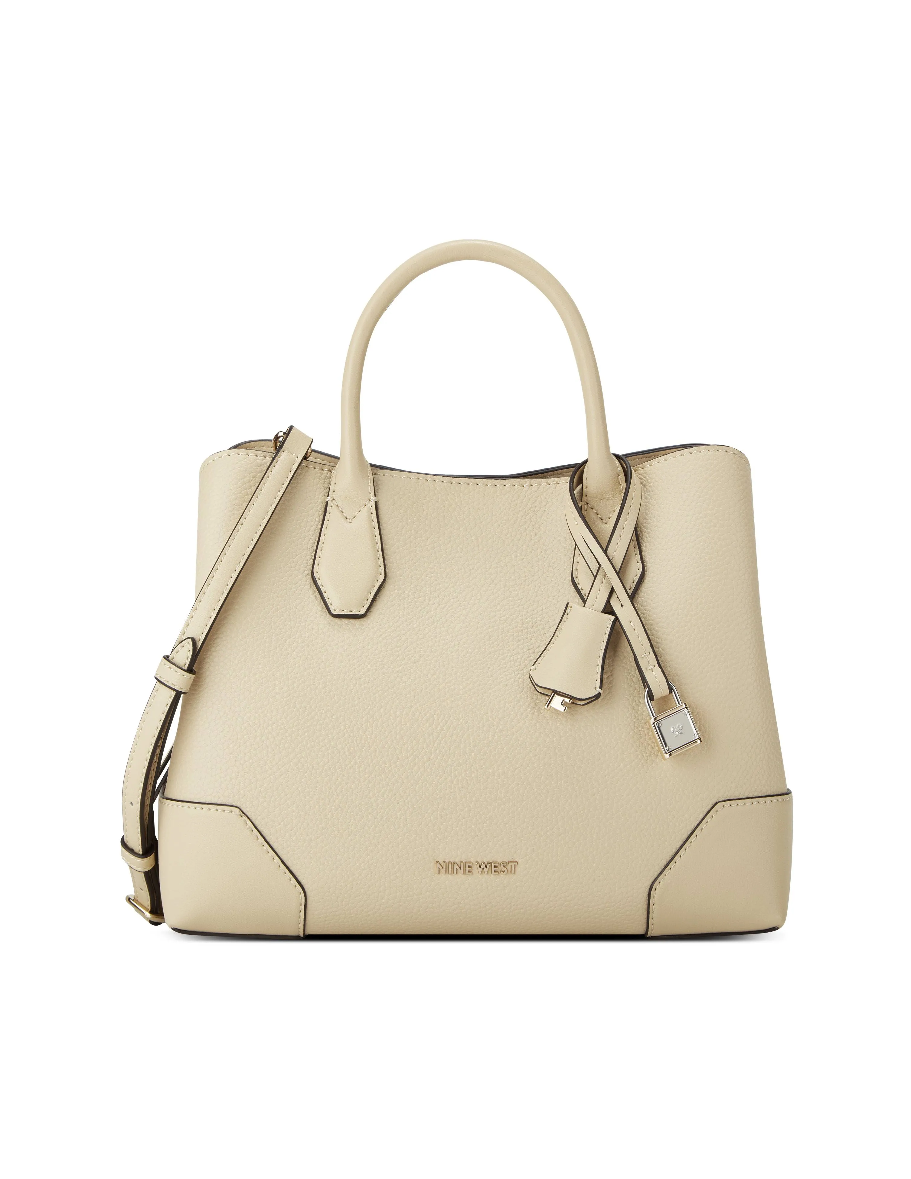 NINE WEST Brooklyn Jet Set Satchel, Beige Logo/MilkNINE WEST Brooklyn Jet Set Satchel, Beige Logo/Milk