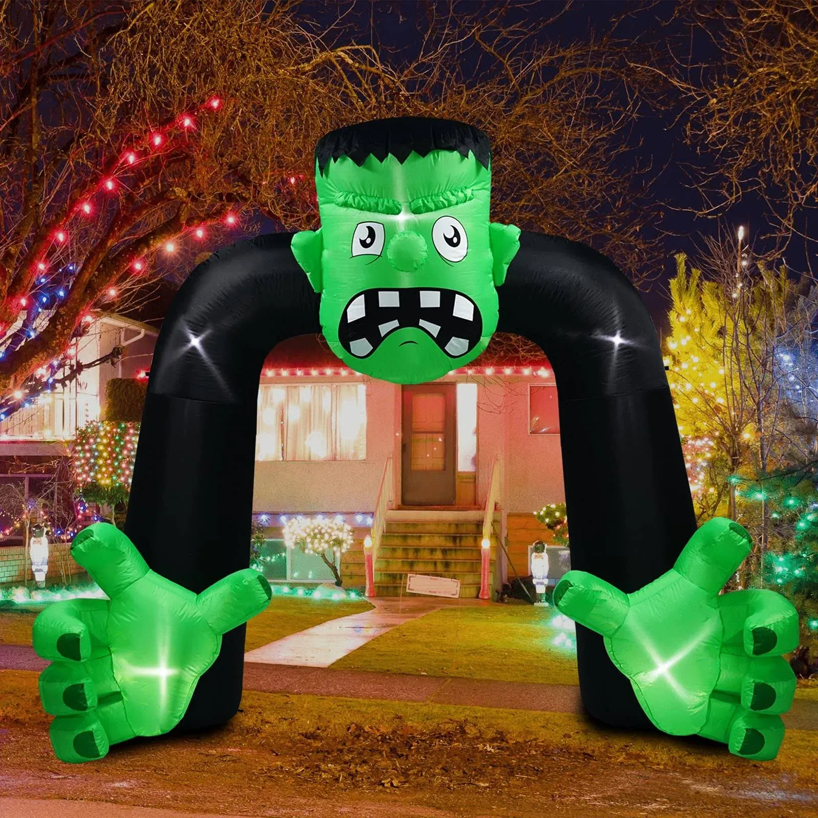 9FT Halloween Inflatables Frank Arch Decoration, Green Frank Inflatables with...