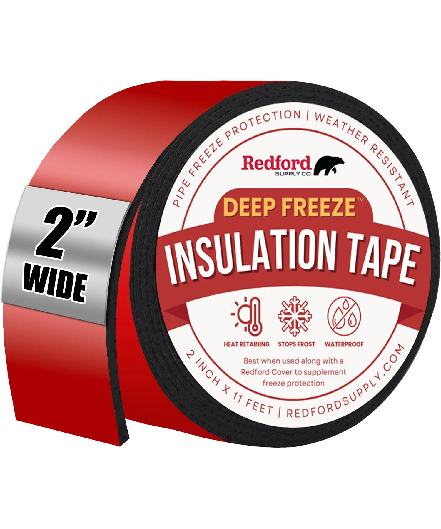 Redford Supply Co. 5 inch Pipe Insulation Tape - Weather Resistant Water Pipe Wrap Tape - Outdoor Water Pipe Insulation Wrap, Insulation Tape for