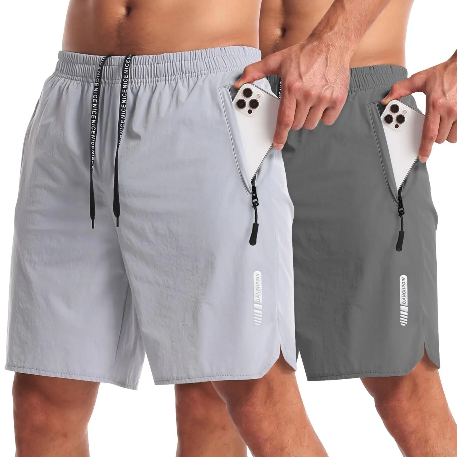 2 Pack Mens Athletic Shorts 7 inch Inseam Quick Dry Lightweight Shorts Running