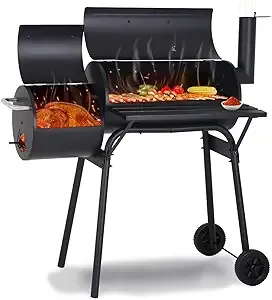 Charcoal Grills Outdoor Barbecue Grill Offset Smoker Portable BBQ Grill with Wheels for Backyard Camping Picnics