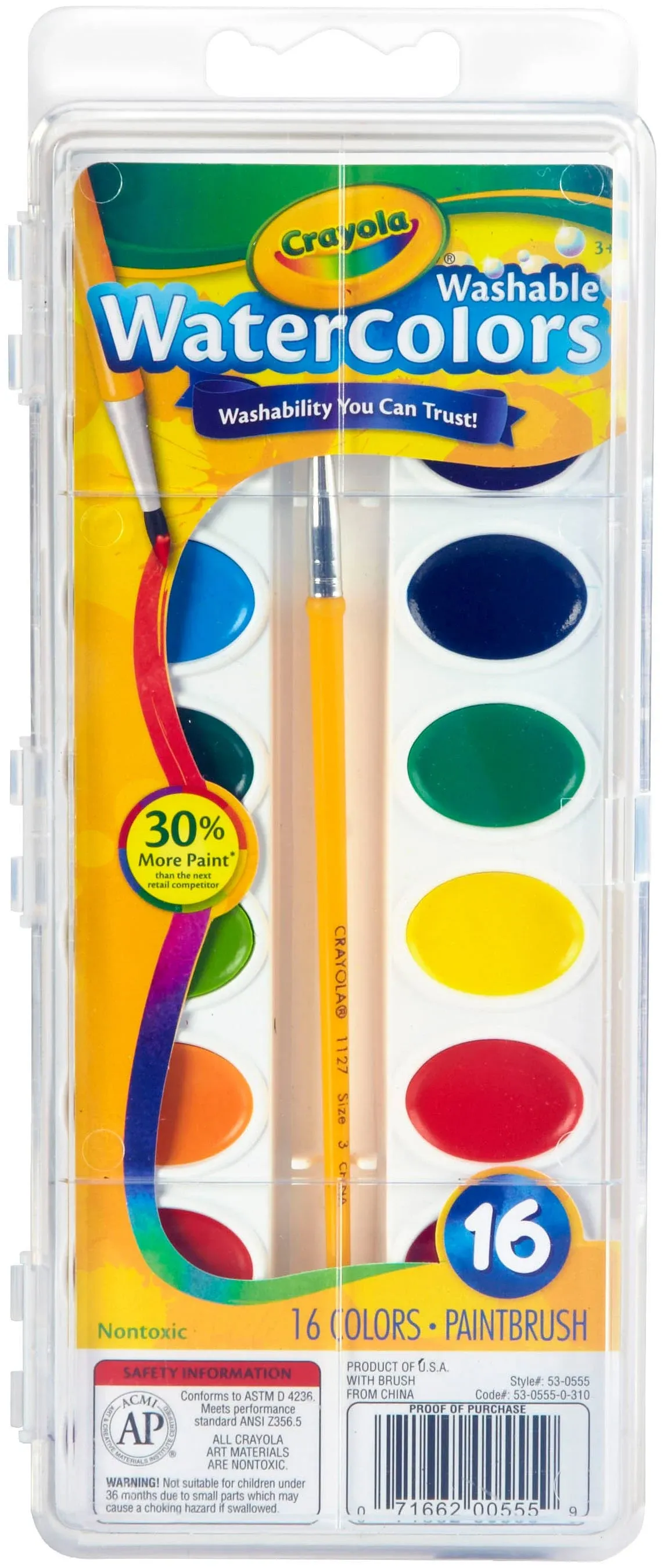 Crayola Watercolors, Washable, 16 Colors