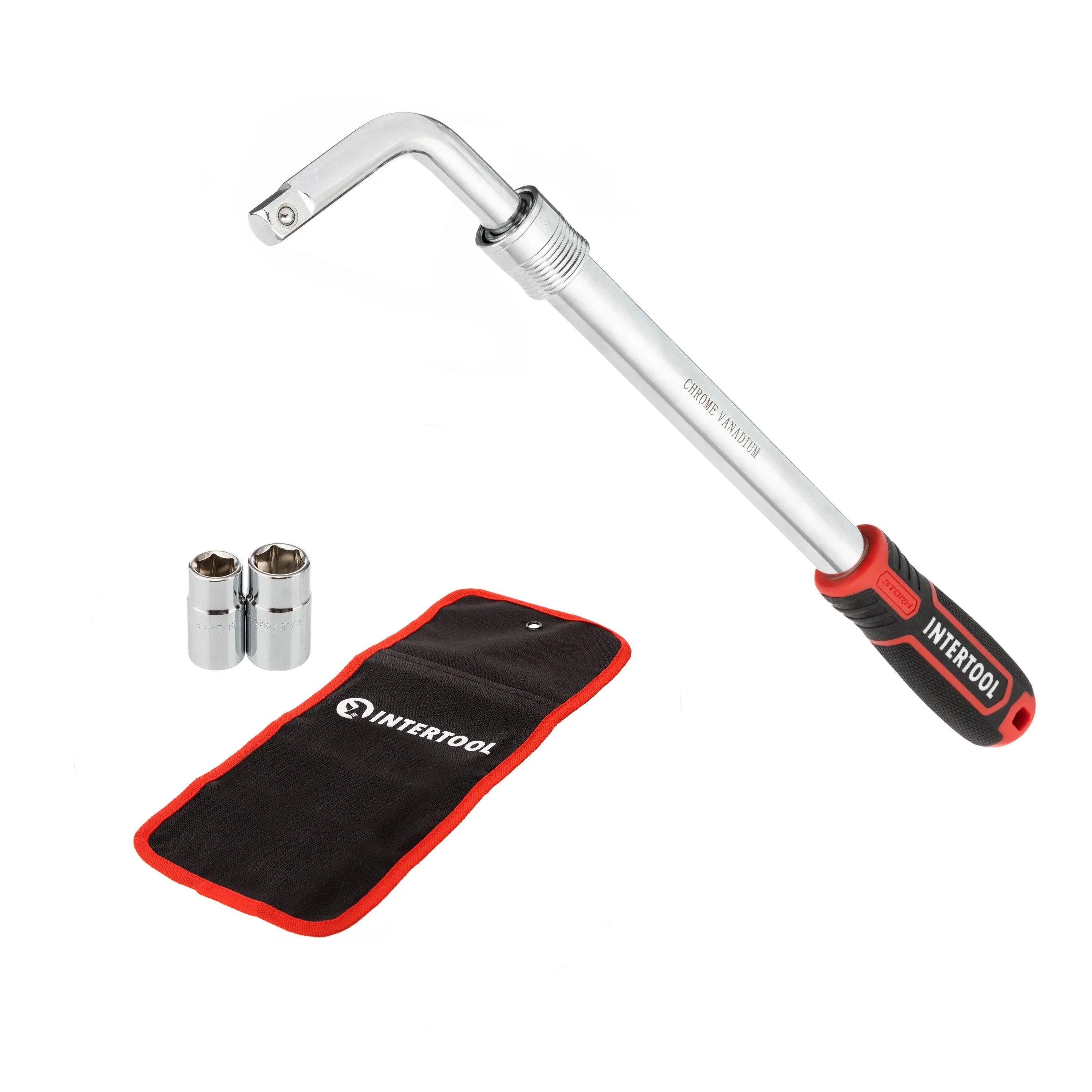 INTERTOOL 1/2-inch Telescoping Lug Wrench with Dual-Sided Sockets, Chrome Vanadium Steel, Cushioned Grip, Nylon Pouch - Automotive Hand Tool Lowes.com