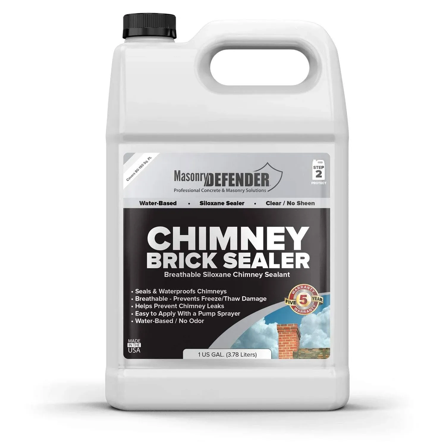 Masonrydefender Chimney Brick Sealer, Clear Water-Based Siloxane Sealer ...