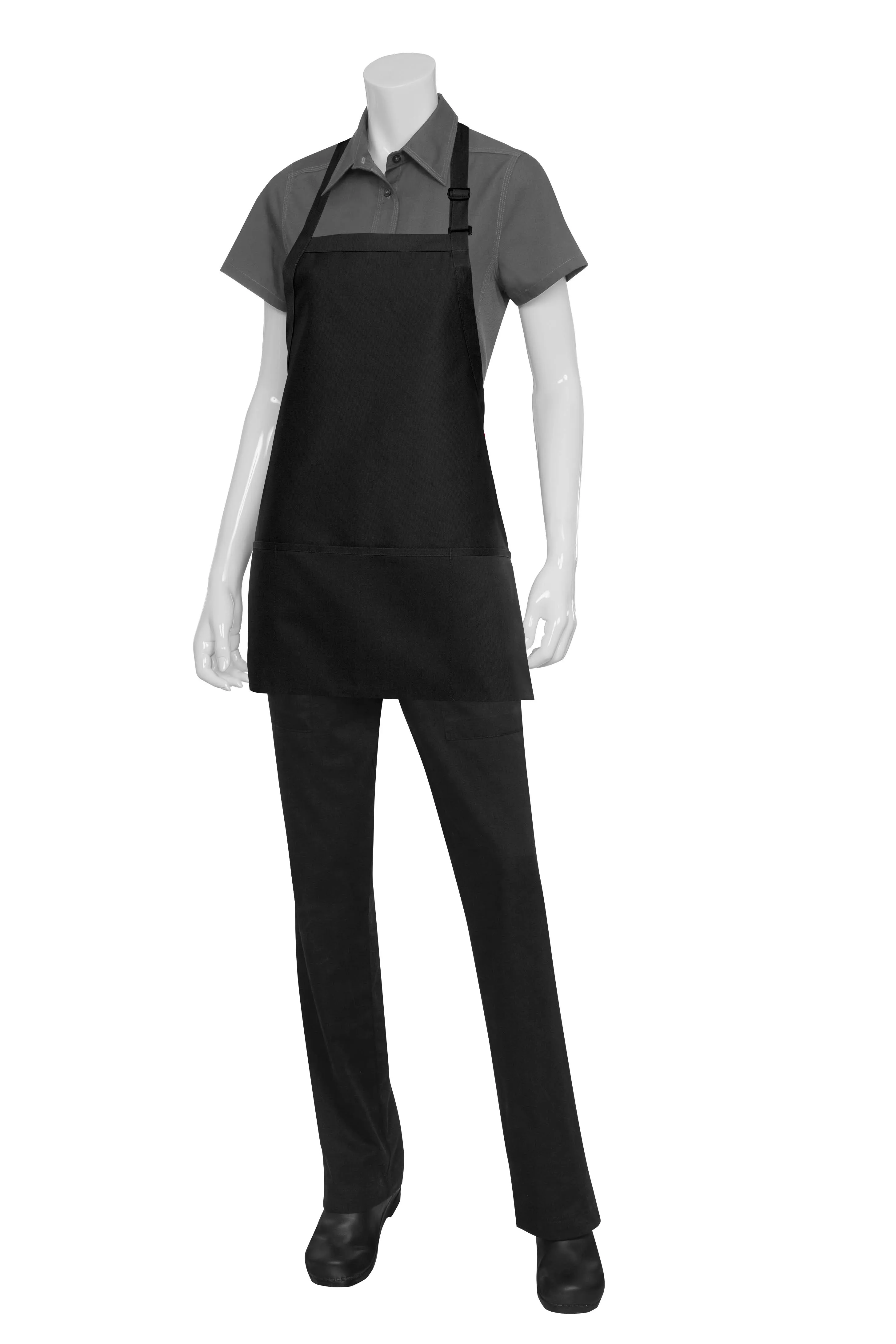 Chef Works F10-BLK0 Three Pocket Bib Apron Black