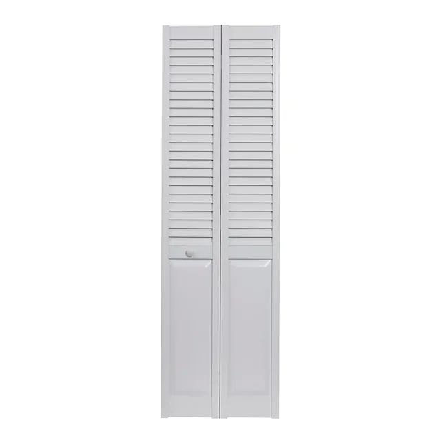 Seabrooke PVC Louver over Panel Bifold Door fits 36w x 80h White 36x80