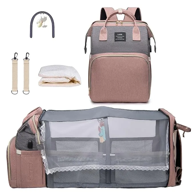 ANWTOTU Diaper Bag with Changing Station,Diaper Bag Backpack,Girl Boy Diaper Bag,Large Capacity,900d Excellent Oxford(Ungrade Pink Grey)ANWTOTU Diaper Bag with Changing Station,Diaper Bag Backpack,Girl Boy Diaper Bag,Large Capacity,900d Excellent Oxf…