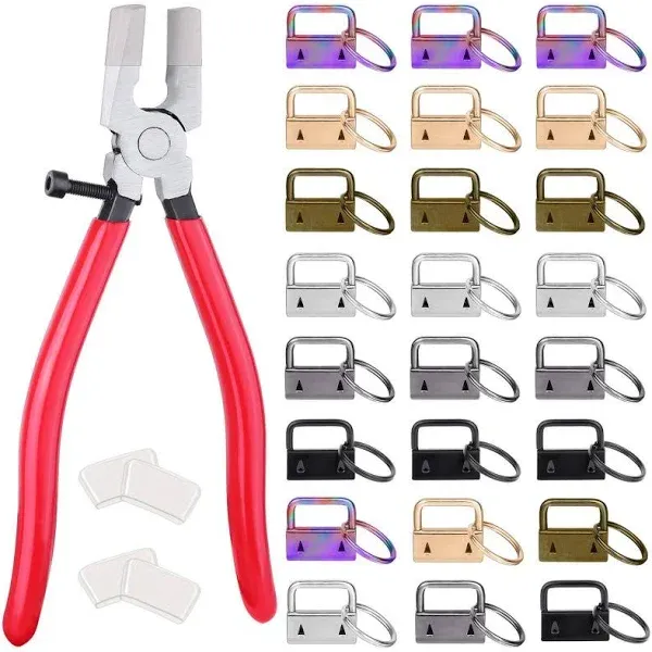 Key Fob Hardware  50PCS 1 Inch Lanyard Keychain Hardware with Key Fob Pliers To