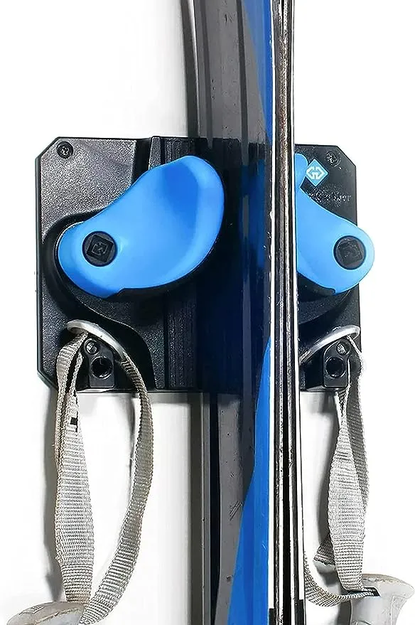 Gravity Grabber - Ultimate Ski + Snowboard Wall Storage Rack | Save Your Rocker, Tips, and Tails | Damage-Free Ski/Snowboard Storage Rack | Fits any Ski or Snowboard | (Cyan, 1)