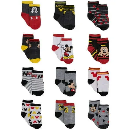 Disney Baby Boys Mickey Mouse Socks (12 Pack)