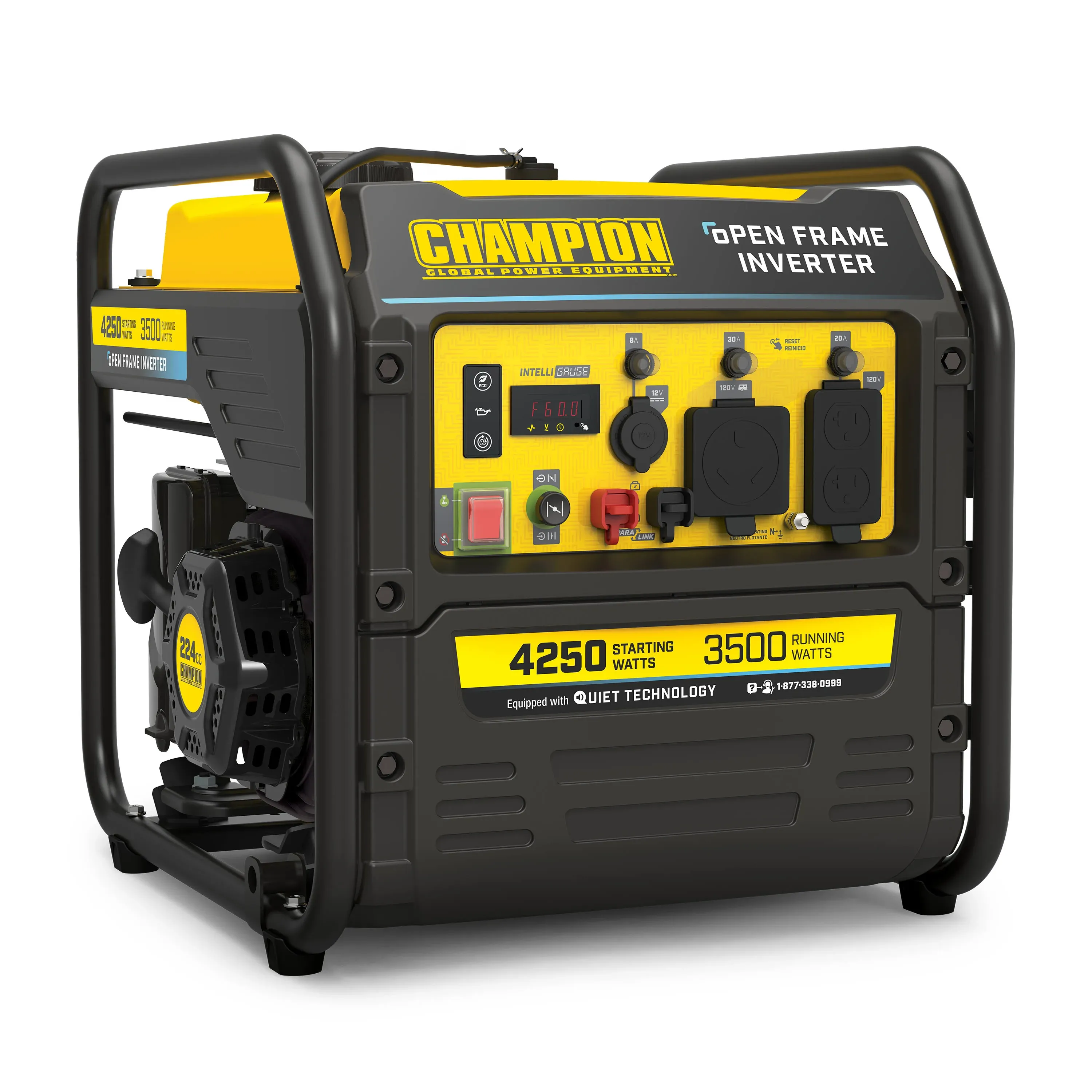 Champion Power Equipment 200954 4250-Watt RV Ready Open Frame Inverter Generator, Quiet Technology