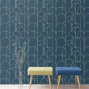 Lxcreat Peel and Stick Wallpaper Modern Blue Geometric Wallpaper 17.71 in x 118 ...