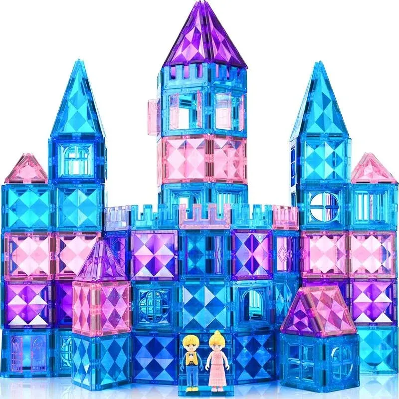 Kids Pretend Play Frozen Castle Magnetic Tiles 3D Diamond Building Blocks 102Pcs