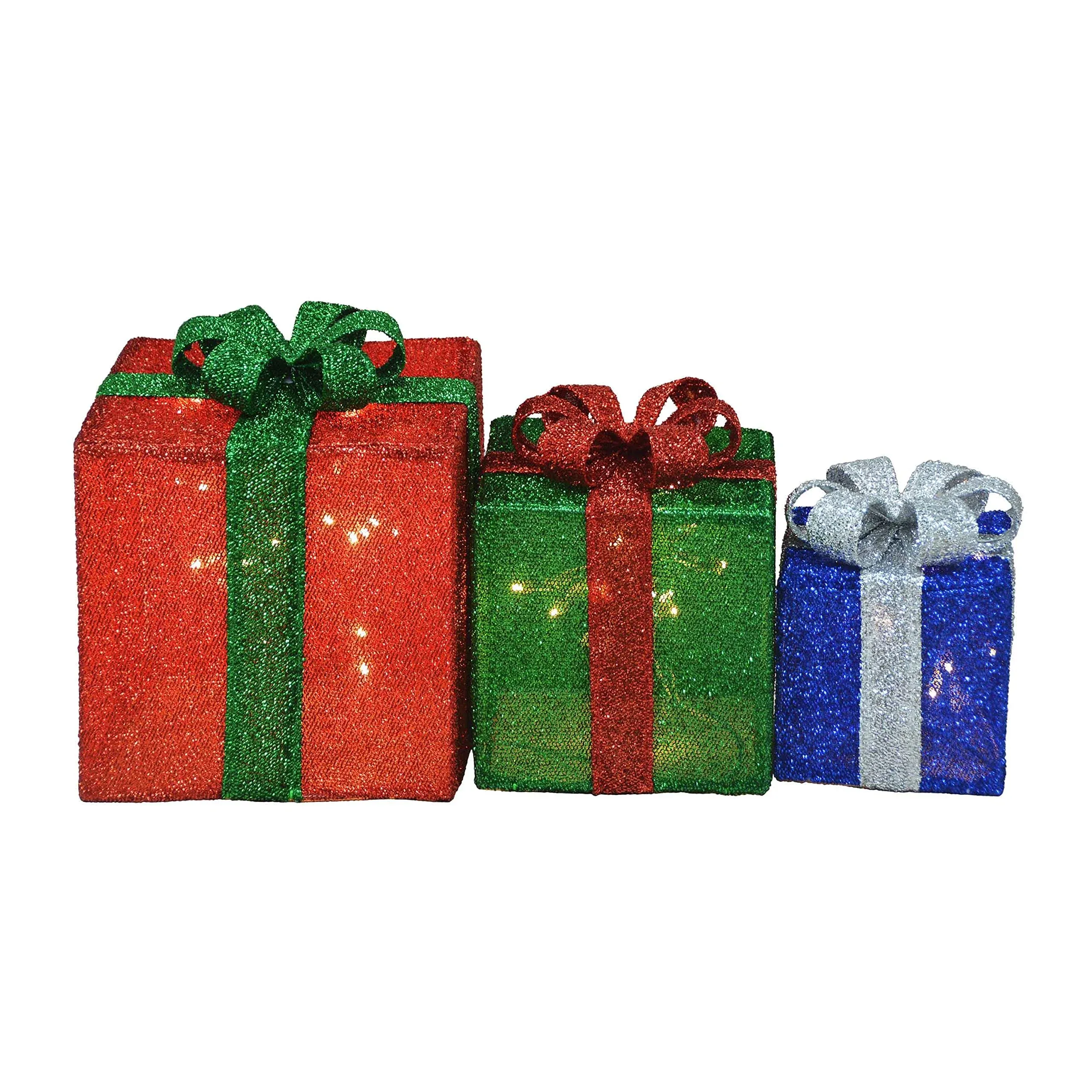 Candy Cane Lane 8/10/12 inch Set of Three Red, Green, Blue with Green, Red and ...