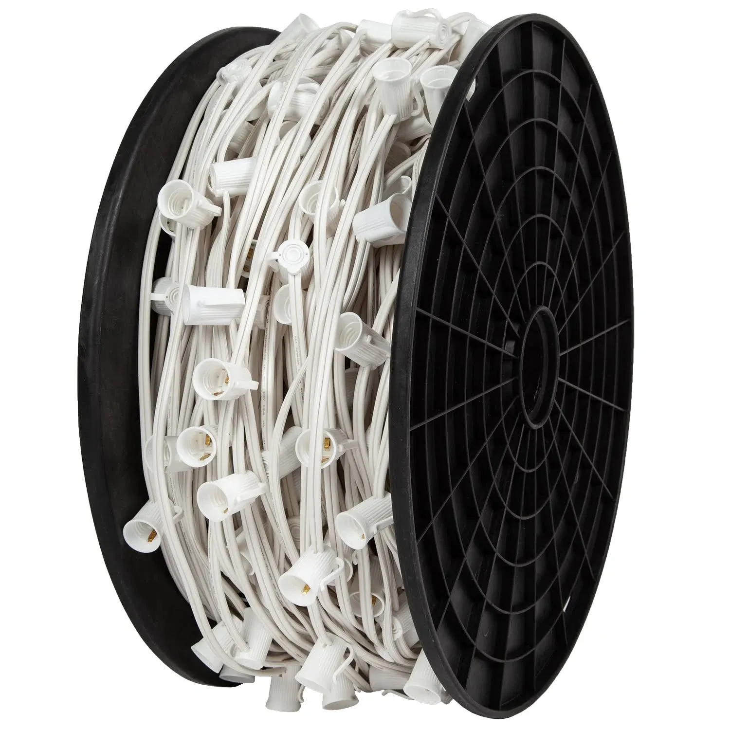 Wintergreen C9 E17 Base Light Spool, 1000' Length, 12" Spacing, 10 Amp SPT2 White Wire