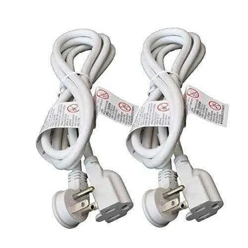 FIRMERST 10ft 1875W Low Profile Flat Extension Cord 14/3 White 2-Pack