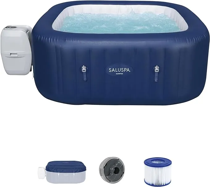 Bestway SaluSpa Hawaii AirJet Inflatable Hot Tub with EnergySense Cover, Blue