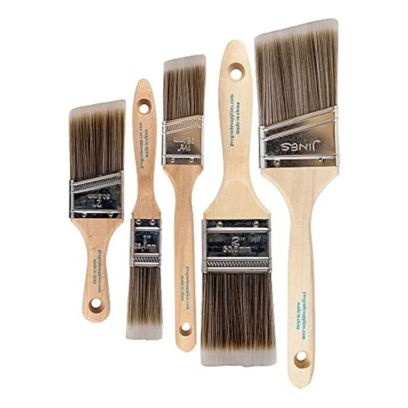 Pro Grade Paint Brushes 5 Piece Flat and Angle