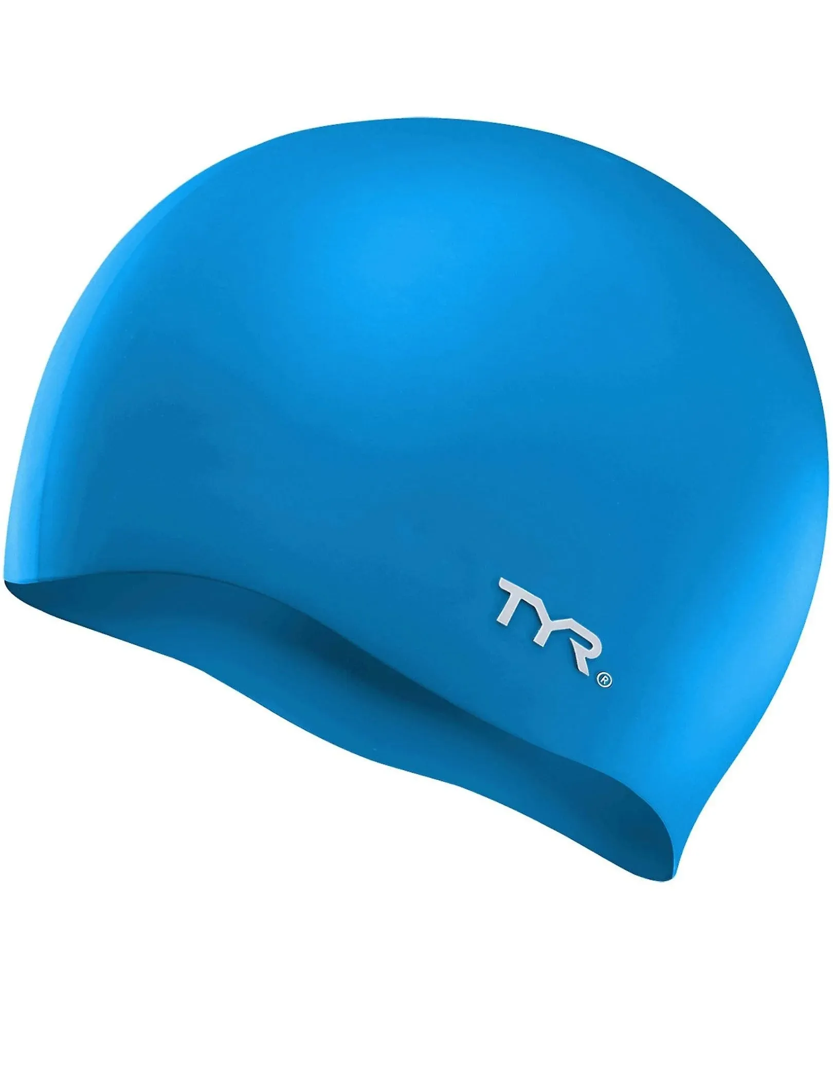 TYR Wrinkle Free Silicone Swim Cap Blue Head Wear Protection One Fit Full Head