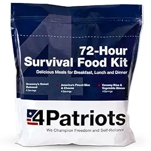 4Patriots 72-Hour Survival Food Kit: Disaster-Resistant Emergency Food With Incredible Variety Designed to Last 25 Years in Emergency Food Pouches, 20 Servings of Delicious Freeze-Dried Food, Emergency Rations For Your Disaster Food Supply