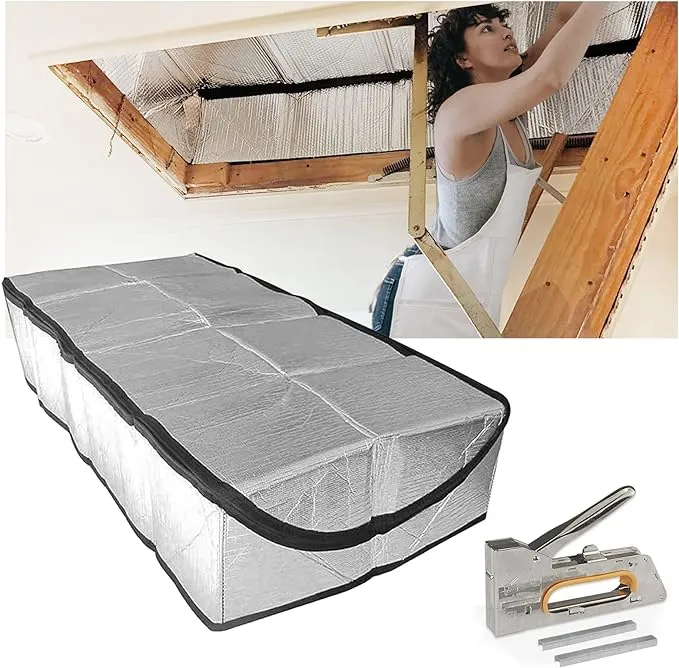 Attic Stairway Insulation Cover - Premium Energy Saving Attic Stairs Door Ladder Insulator Pull Down Tent with Zipper 25 in x 54 in x 11In (Attic Cover + Installation Tool)