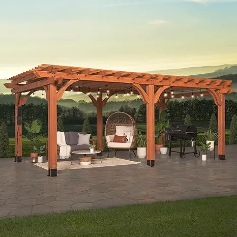 Backyard Discovery Beaumont 20 ft. x 12 ft. All Cedar Wooden Pergola