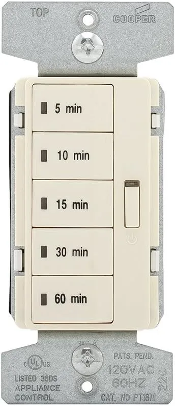 Cooper PT18M-A 5 Button Programmable Timer(Min) Universal 1800W 120V Almond