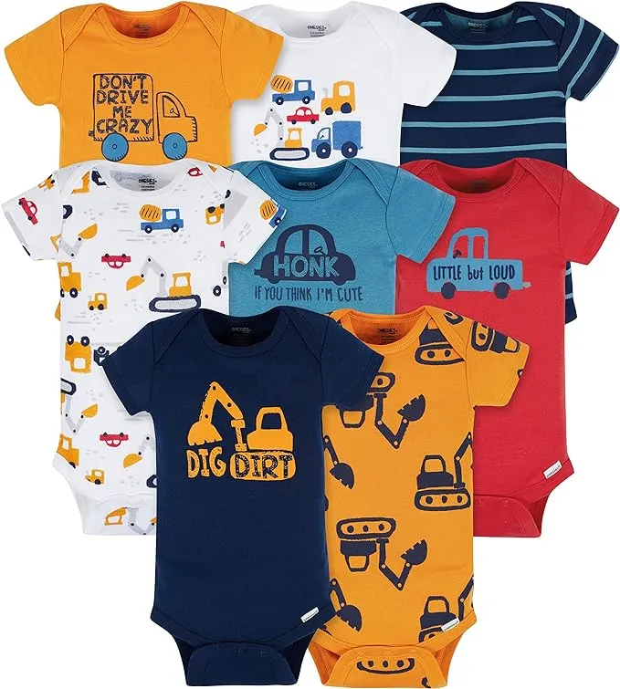 Onesies Brand Baby Boy Short Sleeve Onesies Bodysuits, 8-Pack, Sizes Newborn-12M