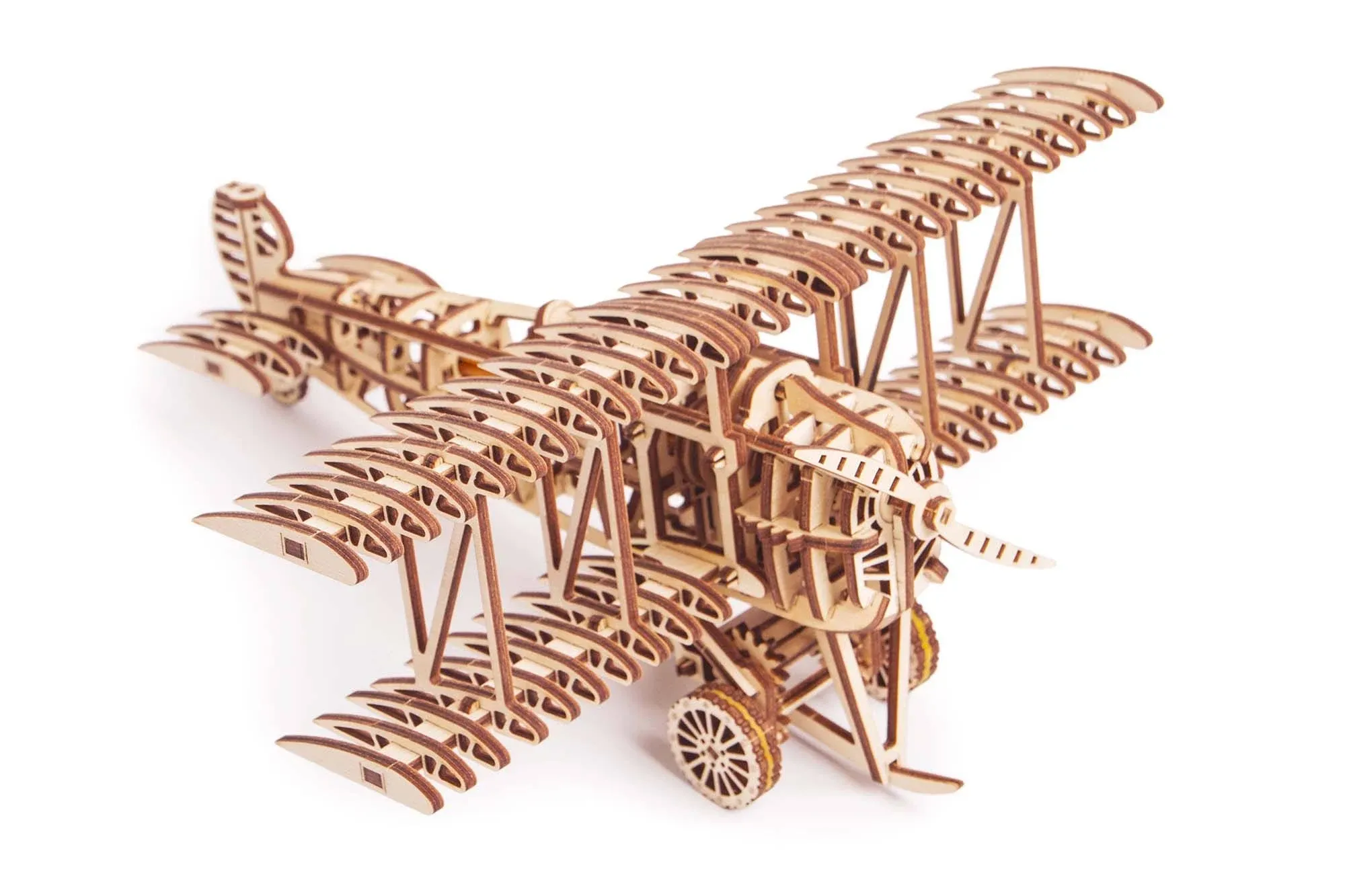 Wood Trick Plane 3D Mechanical Puzzle Model Assembly DIY Kit Bi-Plane