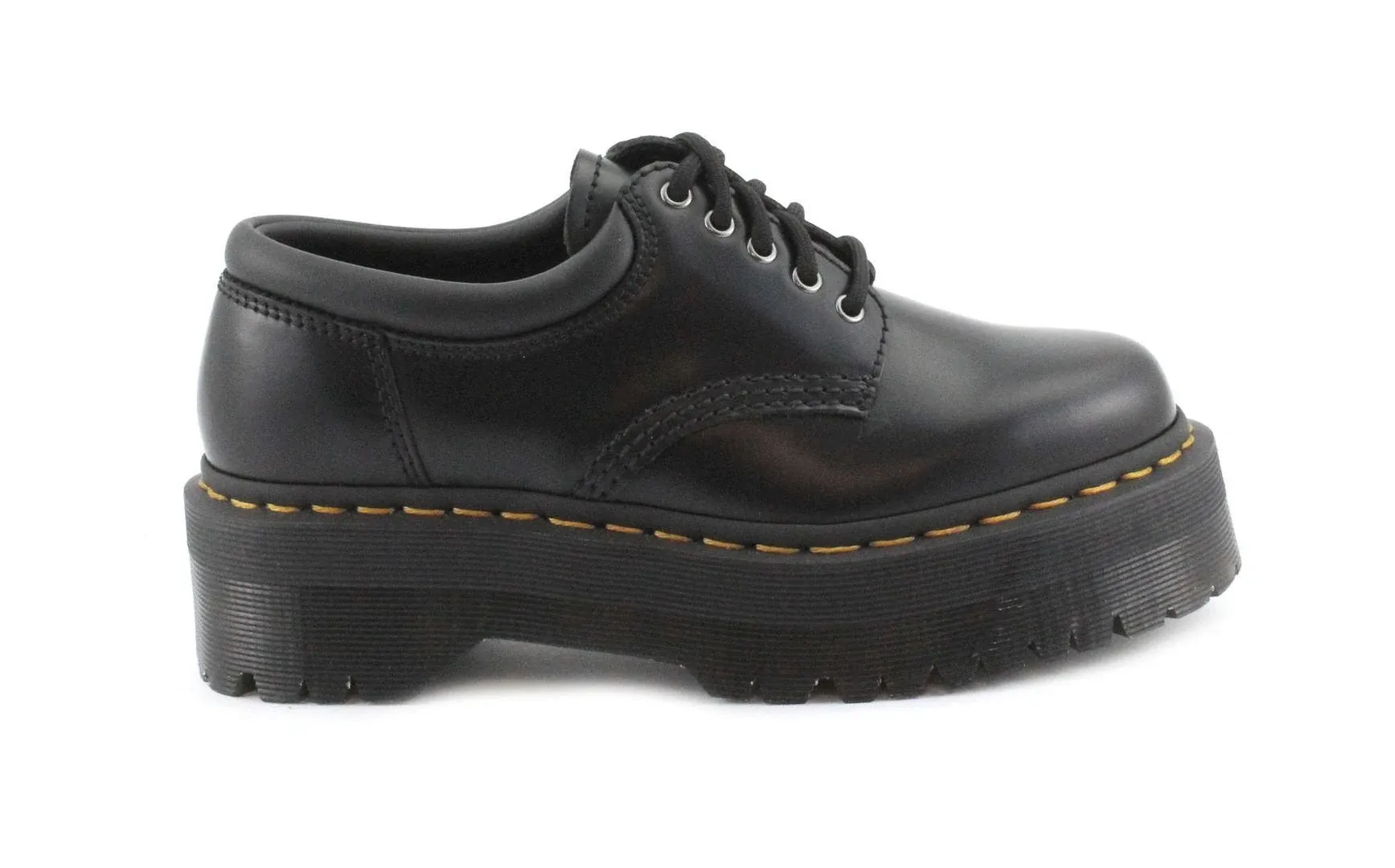 Dr. Martens Unisex 8053 Quad Platform Shoes, Black Polished Smooth