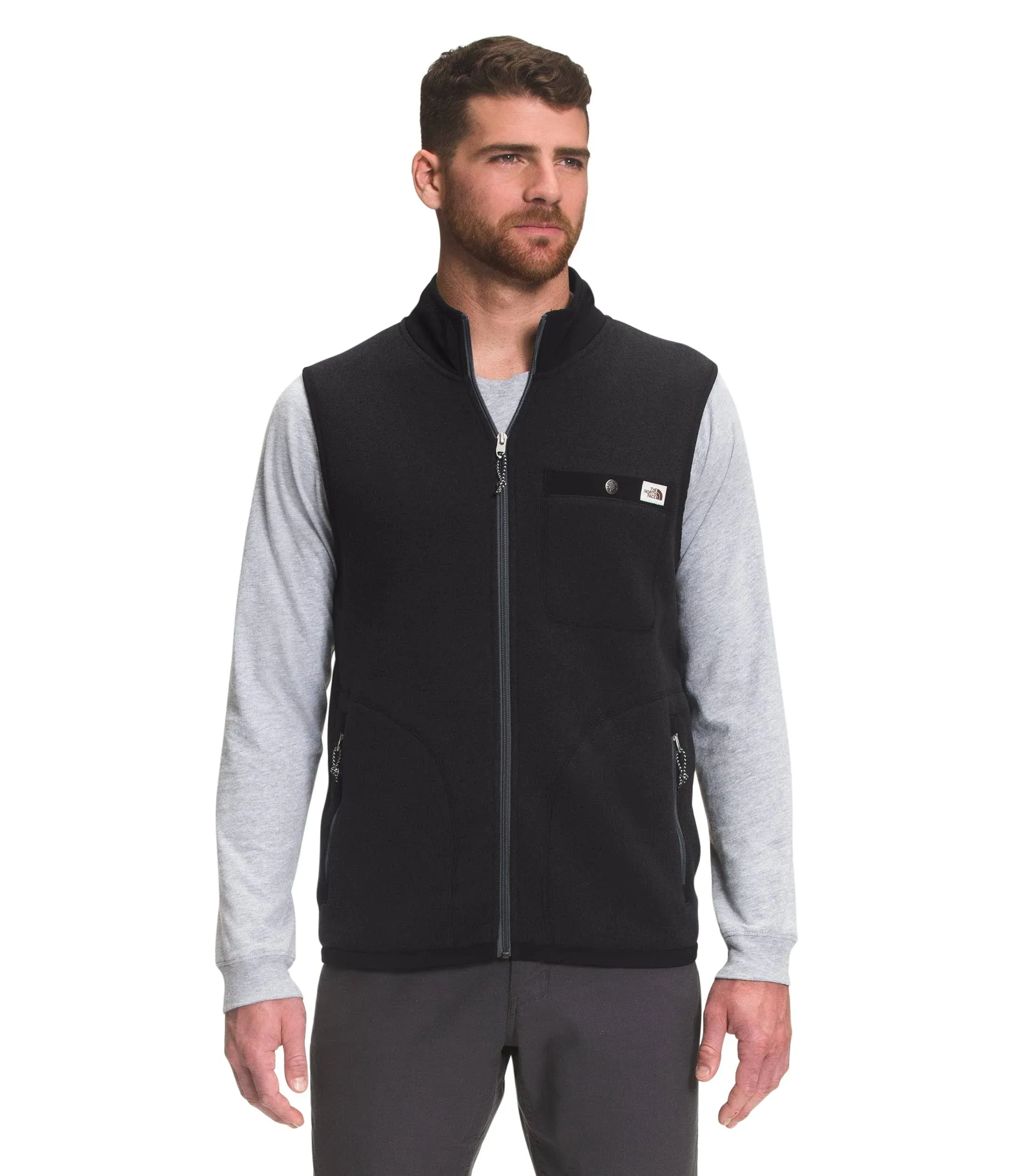 The North Face Gordon Lyons Vest Jacket Full Zip Heather Black Men Sz L NWT