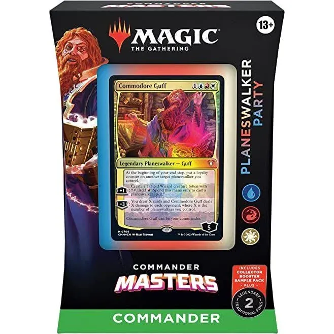 Magic The Gathering Commander Masters Commander Deck - Planeswalker Party (100-Card Deck, 2-Card Collector Booster Sample Pack + Accessories)