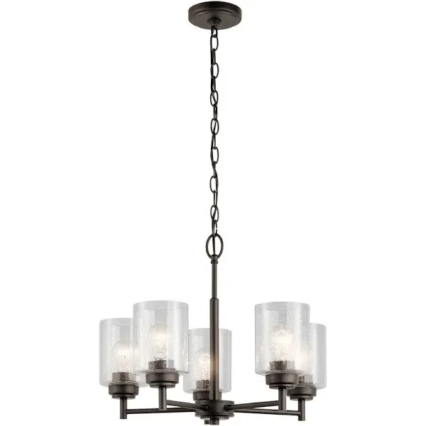 Kichler 44030 Old Bronze Winslow 5-Light 20&#034; Chandelier With Seedy Glass Shades