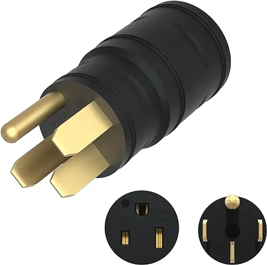 Enerlites 4 male Plug to 50 Amp 3 Prong Female Power Adaptor NEMA 14-50P to 6-50R ...