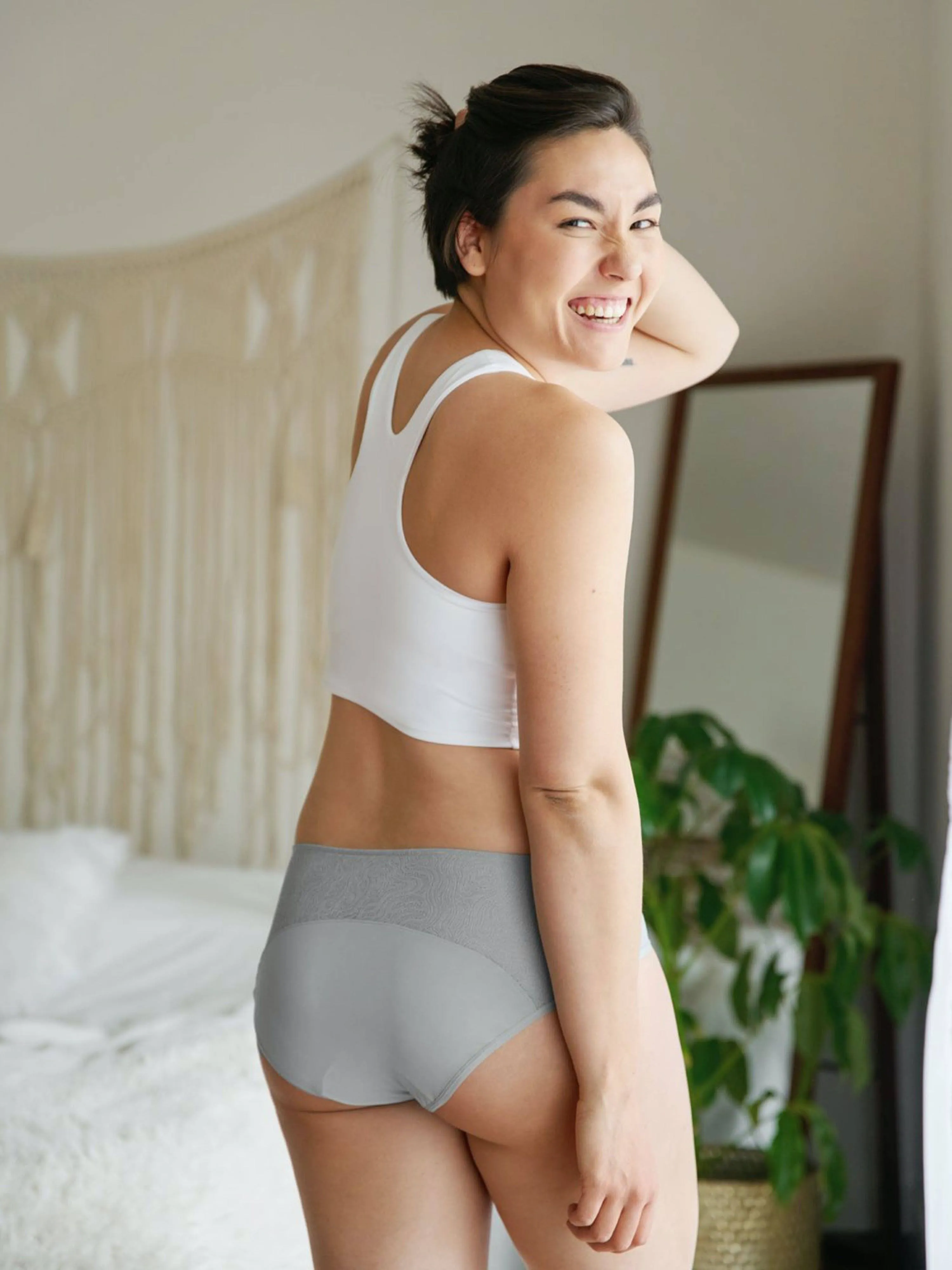 Saalt Xs Leakproof Lace Hipster Underwear in Grey Pebble