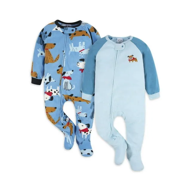 Gerber Baby & Toddler Neutral Microfleece Blanket Sleeper Pajamas 2-Pack