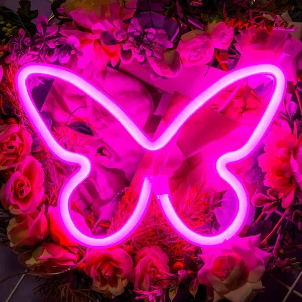 Pellimo Butterfly Neon Signs Butterfly LED Light 3-AA Battery Powered, USB 