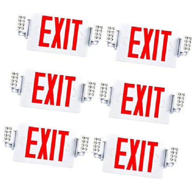 Sunco Lighting Double Sided Adjustable LED Exit Signs W Emergency Lights 6 Pack