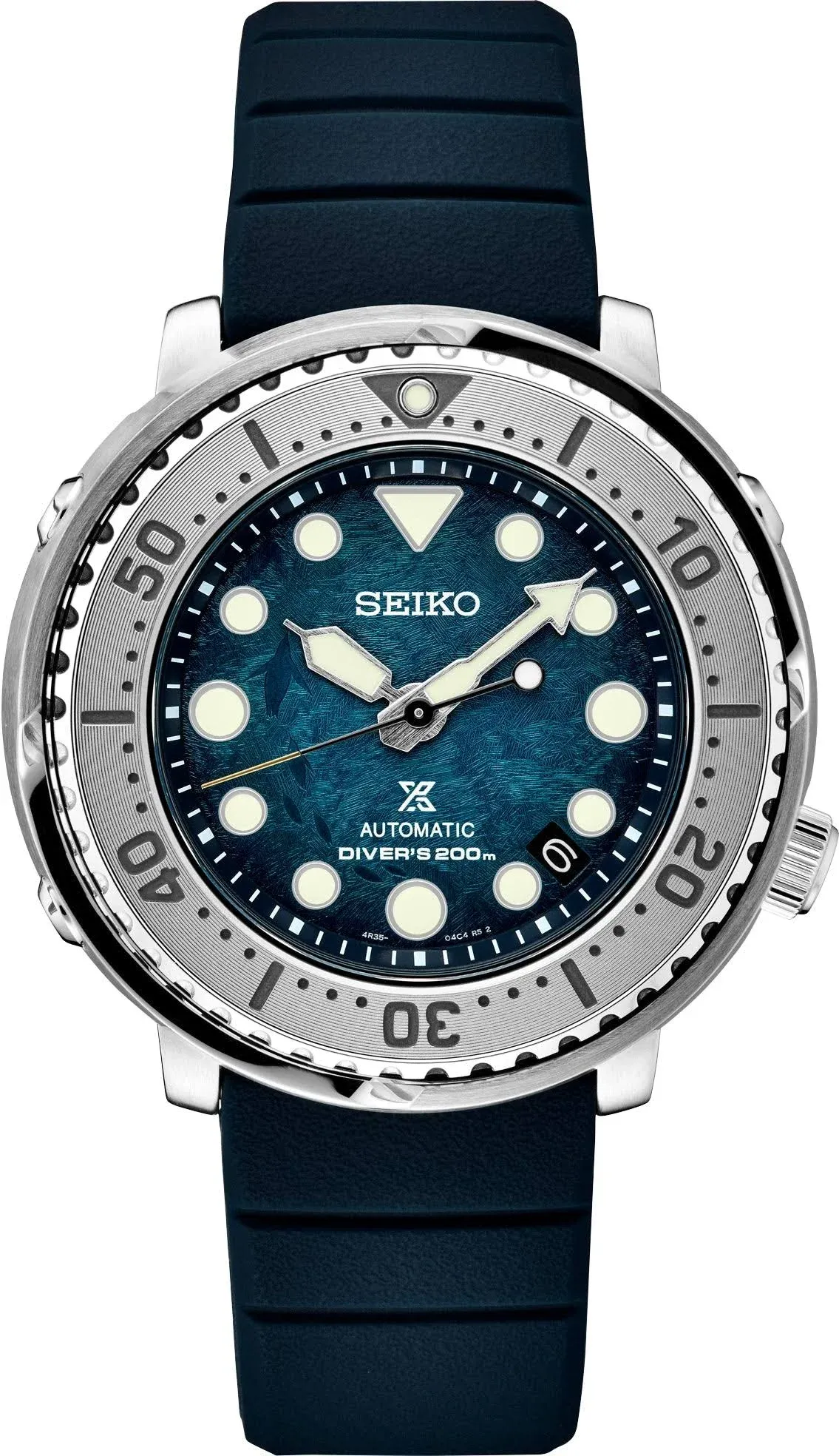 New Seiko Prospex Automatic Diver Blue Dial Silicone Band Men&#039;s Watch SRPF77