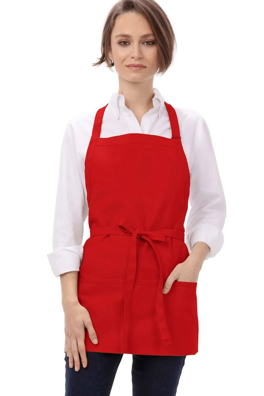 Chef Works - F10-RED - Red Three Pocket Apron