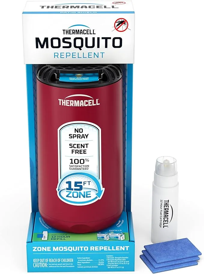 Thermacell Patio Shield Mosquito Repeller; Highly Effective Mosquito Repellent for Patio; No Candles or Flames, DEET-Free, Scent-Free, Bug Spray Alternative; Includes 12-Hour Refill