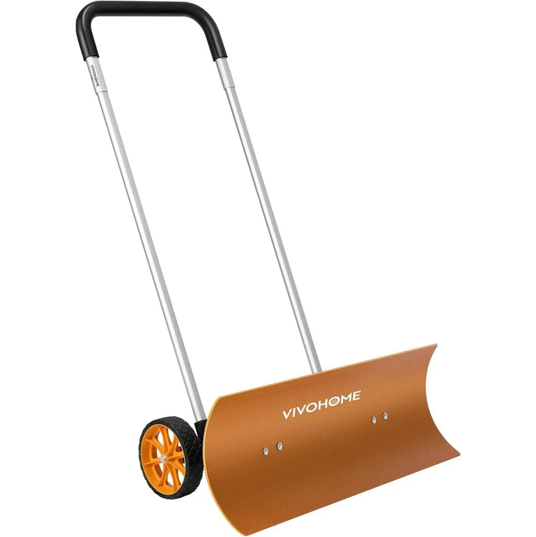 Aluminum Snow Plow Pusher Shovel with Wheels VIVOHOME