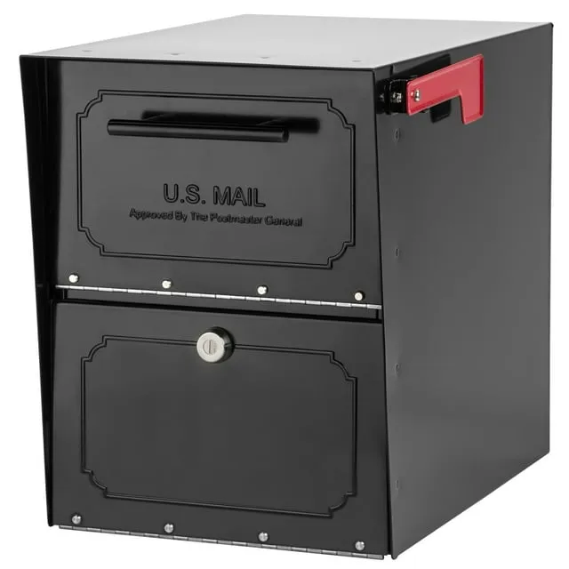 Architectural Mailboxes Oasis Classic Locking Post Mount Mailbox, Black